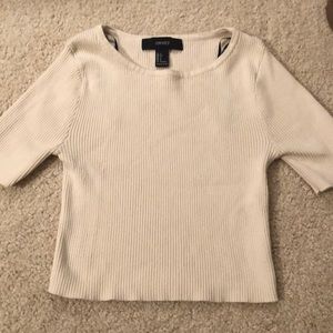 Cream ribbed crop top